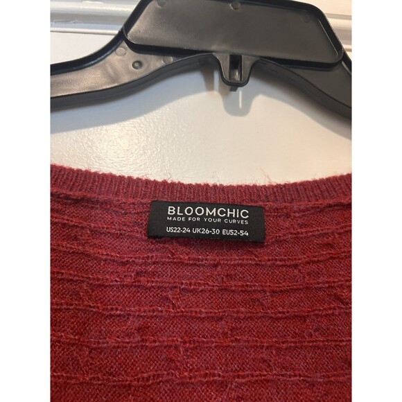 Bloomchic Red Pink Cable Knit Wrap Sweater Size 22/24 3X 3/4 Sleeve Tunic Top - Picture 2 of 5